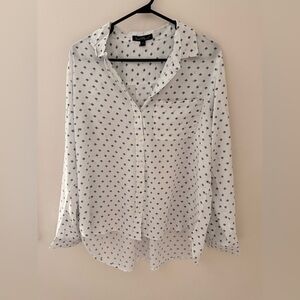 Vince Camuto Navy and White Patterned Blouse